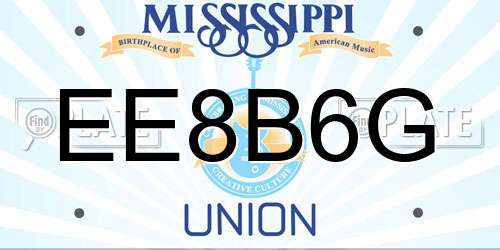 EE8B6G Mississippi License Plate