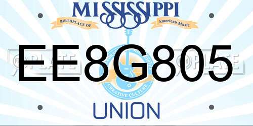 EE8G805 Mississippi License Plate
