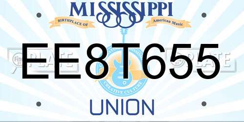 EE8T655 Mississippi License Plate