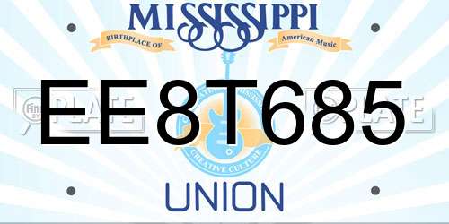EE8T685 Mississippi License Plate