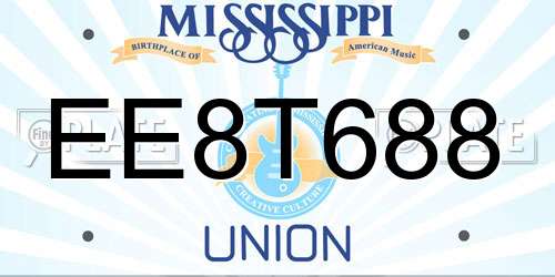 EE8T688 Mississippi License Plate