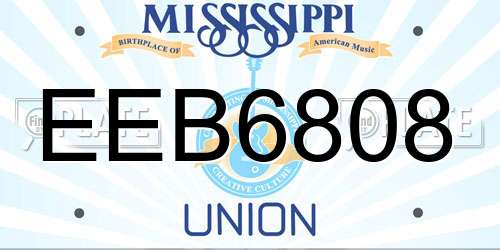 EEB6808 Mississippi License Plate