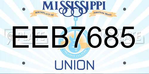 EEB7685 Mississippi License Plate