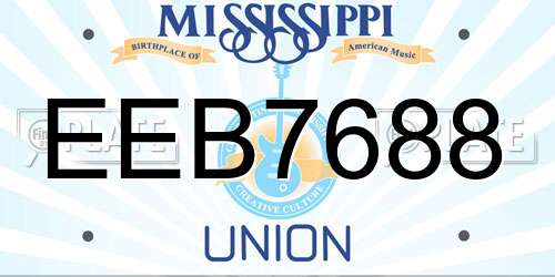 EEB7688 Mississippi License Plate