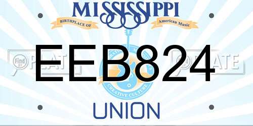 EEB824 Mississippi License Plate