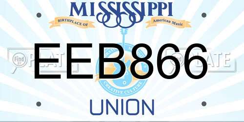 EEB866 Mississippi License Plate