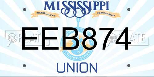 EEB874 Mississippi License Plate
