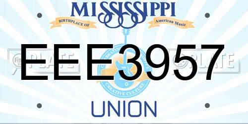 EEE3957 Mississippi License Plate