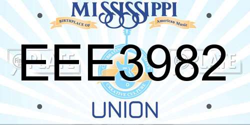 EEE3982 Mississippi License Plate