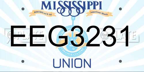 EEG3231 Mississippi License Plate