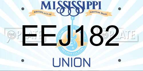EEJ182 Mississippi License Plate