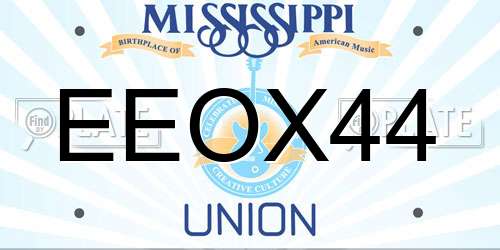 EEOX44 Mississippi License Plate