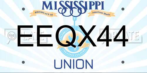 EEQX44 Mississippi License Plate