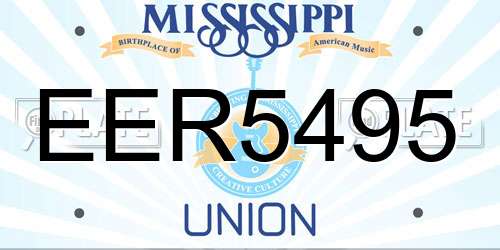 EER5495 Mississippi License Plate