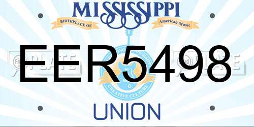 EER5498 Mississippi License Plate