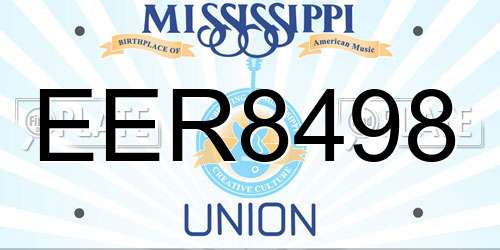 EER8498 Mississippi License Plate