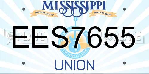 EES7655 Mississippi License Plate