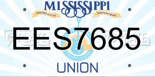 EES7685 Mississippi License Plate