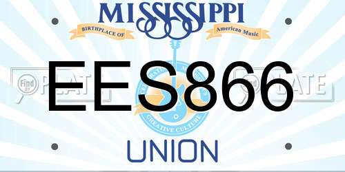 EES866 Mississippi License Plate