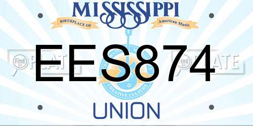 EES874 Mississippi License Plate