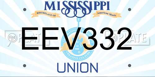 EEV332 Mississippi License Plate