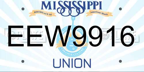 EEW9916 Mississippi License Plate