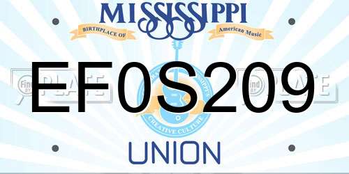 EF0S209 Mississippi License Plate
