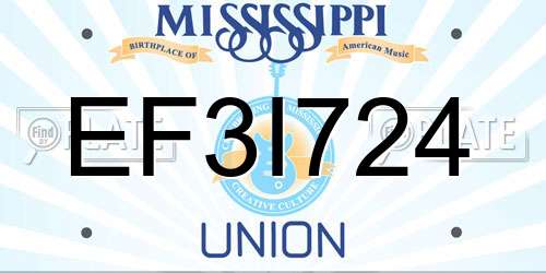 EF3I724 Mississippi License Plate