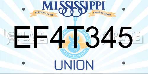 EF4T345 Mississippi License Plate