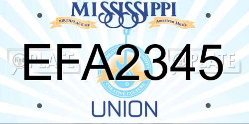 EFA2345 Mississippi License Plate