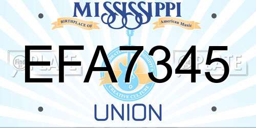 EFA7345 Mississippi License Plate