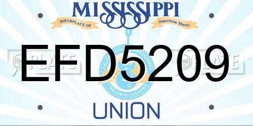 EFD5209 Mississippi License Plate