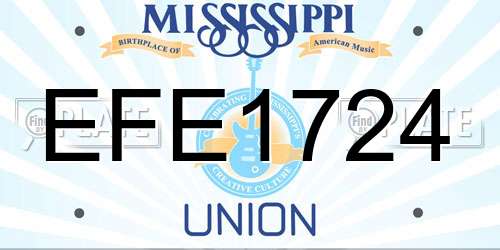 EFE1724 Mississippi License Plate