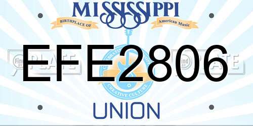 EFE2806 Mississippi License Plate
