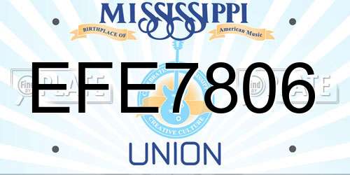 EFE7806 Mississippi License Plate