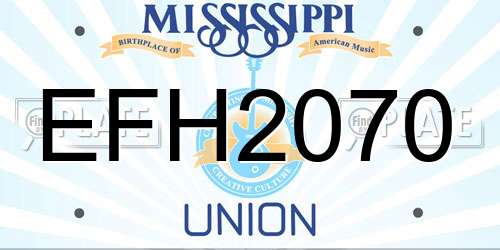 EFH2070 Mississippi License Plate