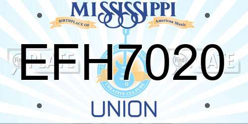 EFH7020 Mississippi License Plate