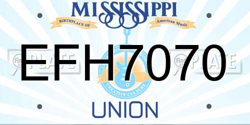EFH7070 Mississippi License Plate