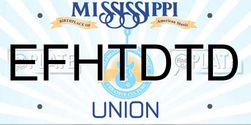 EFHTDTD Mississippi License Plate