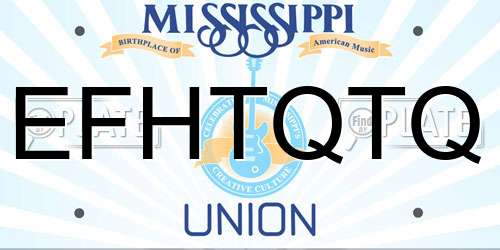 EFHTQTQ Mississippi License Plate