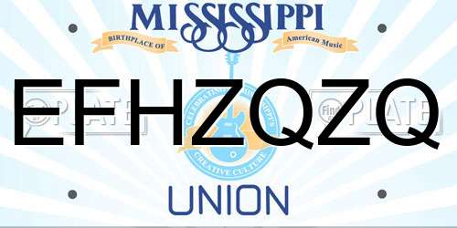 EFHZQZQ Mississippi License Plate