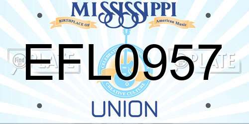 EFL0957 Mississippi License Plate