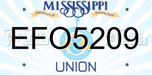 EFO5209 Mississippi License Plate