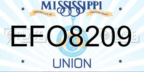 EFO8209 Mississippi License Plate
