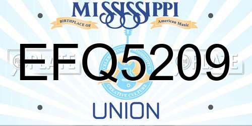 EFQ5209 Mississippi License Plate