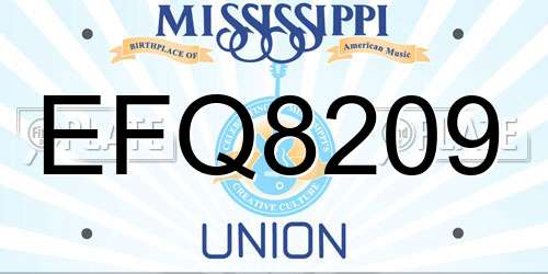 EFQ8209 Mississippi License Plate