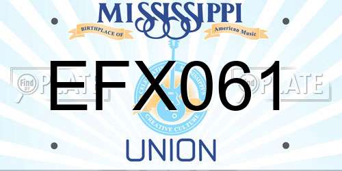 EFX061 Mississippi License Plate