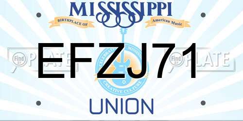 EFZJ71 Mississippi License Plate