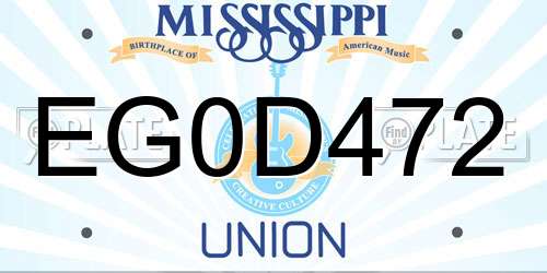 EG0D472 Mississippi License Plate