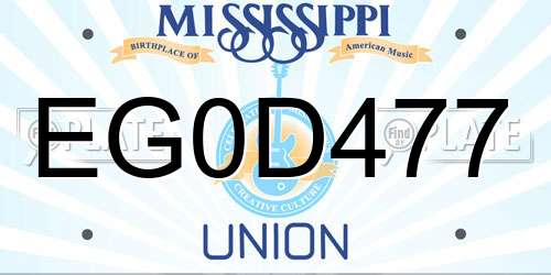 EG0D477 Mississippi License Plate